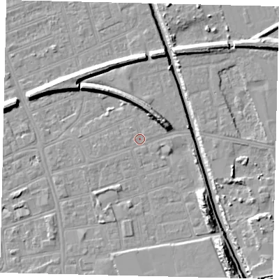 Shaded relief map of the ground around HU51DN, computed from Environment Agency LiDAR. The ground here sits at about 3 m above sea level and falls 11 m across the surrounding 800 m. Surface water reaching this point runs off ground lying to the north-east, 6.6 m higher.