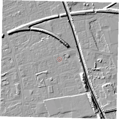 Shaded relief map of the ground around HU51EA, computed from Environment Agency LiDAR. The ground here sits at about 3 m above sea level and falls 11 m across the surrounding 800 m. Surface water reaching this point runs off ground lying to the west-north-west, 0.8 m higher.