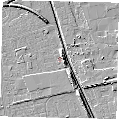 Shaded relief map of the ground around HU51HN, computed from Environment Agency LiDAR. The ground here sits at about 3 m above sea level and falls 11 m across the surrounding 800 m. Surface water reaching this point runs off ground lying to the south-south-east, 8.1 m higher.