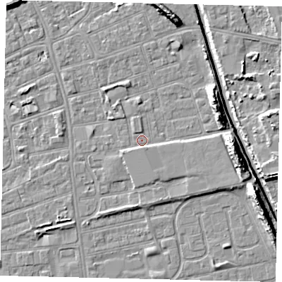Shaded relief map of the ground around HU51HZ, computed from Environment Agency LiDAR. The ground here sits at about 3 m above sea level and falls 11 m across the surrounding 800 m. Surface water reaching this point runs off ground lying to the south-south-east, 1.6 m higher.