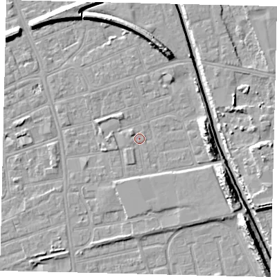 Shaded relief map of the ground around HU51JB, computed from Environment Agency LiDAR. The ground here sits at about 3 m above sea level and falls 11 m across the surrounding 800 m. Surface water reaching this point runs off ground lying to the east-south-east, 8.4 m higher.