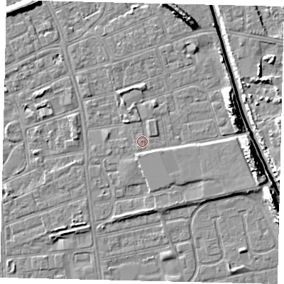 Shaded relief map of the ground around HU51JD, computed from Environment Agency LiDAR. The ground here sits at about 3 m above sea level and falls 11 m across the surrounding 800 m. Surface water reaching this point runs off ground lying to the north-north-east, 1.0 m higher.