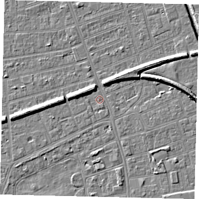 Shaded relief map of the ground around HU51LG, computed from Environment Agency LiDAR. The ground here sits at about 2 m above sea level and falls 9 m across the surrounding 800 m. Surface water reaching this point runs off ground lying to the south-south-east, 1.3 m higher.