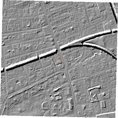 Shaded relief map of the ground around HU51LQ, computed from Environment Agency LiDAR. The ground here sits at about 2 m above sea level and falls 9 m across the surrounding 800 m. Surface water reaching this point runs off ground lying to the south-south-east, 1.3 m higher.