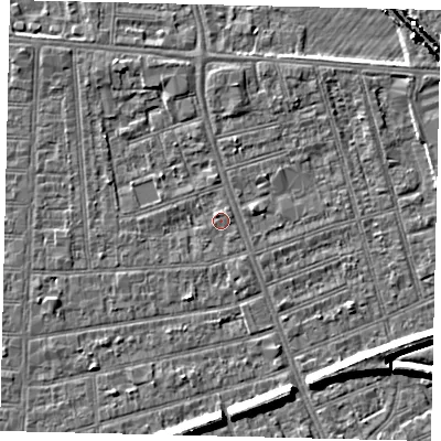 Shaded relief map of the ground around HU51LS, computed from Environment Agency LiDAR. The ground here sits at about 2 m above sea level and falls 8 m across the surrounding 800 m. Surface water reaching this point runs off ground lying to the north-north-east, 1.2 m higher.