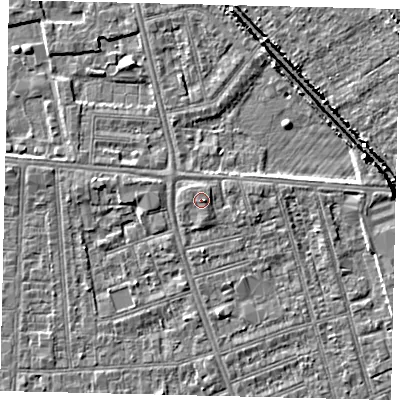 Shaded relief map of the ground around HU51NA, computed from Environment Agency LiDAR. The ground here sits at about 3 m above sea level and falls 6 m across the surrounding 800 m. Surface water reaching this point runs off ground lying to the east, 0.7 m higher.