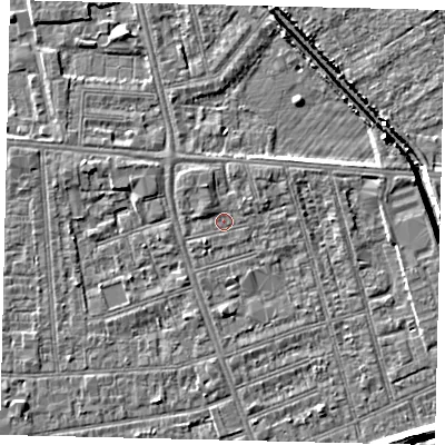 Shaded relief map of the ground around HU51NB, computed from Environment Agency LiDAR. The ground here sits at about 2 m above sea level and falls 8 m across the surrounding 800 m. Surface water reaching this point runs off ground lying to the north-north-west, 1.4 m higher.