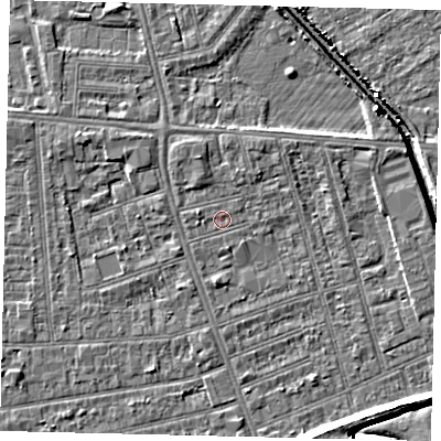 Shaded relief map of the ground around HU51NG, computed from Environment Agency LiDAR. The ground here sits at about 2 m above sea level and falls 8 m across the surrounding 800 m. Surface water reaching this point runs off ground lying to the north-north-west, 1.6 m higher.