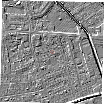 Shaded relief map of the ground around HU51NQ, computed from Environment Agency LiDAR. The ground here sits at about 2 m above sea level and falls 8 m across the surrounding 800 m. Surface water reaching this point runs off ground lying to the north-west, 1.6 m higher.