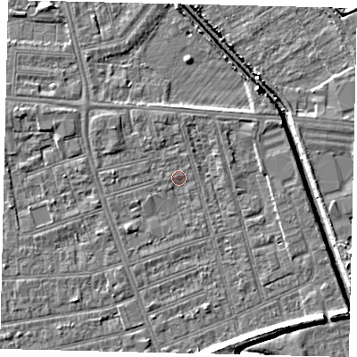 Shaded relief map of the ground around HU51PX, computed from Environment Agency LiDAR. The ground here sits at about 2 m above sea level and falls 8 m across the surrounding 800 m. Surface water reaching this point runs off ground lying to the north-west, 1.9 m higher.