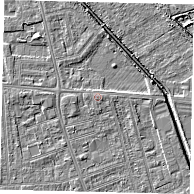 Shaded relief map of the ground around HU51QN, computed from Environment Agency LiDAR. The ground here sits at about 3 m above sea level and falls 6 m across the surrounding 800 m. Surface water reaching this point runs off ground lying to the south-east, 0.5 m higher.