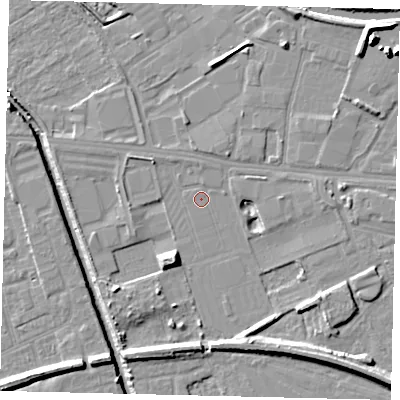 Shaded relief map of the ground around HU51SW, computed from Environment Agency LiDAR. The ground here sits at about 3 m above sea level and falls 12 m across the surrounding 800 m. Surface water reaching this point runs off ground lying to the south-south-west, 6.7 m higher.