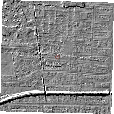 Shaded relief map of the ground around HU52AD, computed from Environment Agency LiDAR. The ground here sits at about 2 m above sea level and falls 6 m across the surrounding 800 m. Surface water reaching this point runs off ground lying to the east, 0.7 m higher.