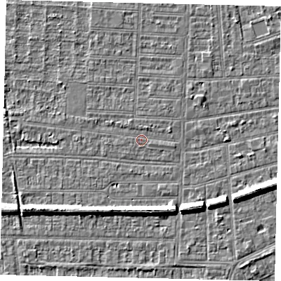 Shaded relief map of the ground around HU52AF, computed from Environment Agency LiDAR. The ground here sits at about 2 m above sea level and falls 7 m across the surrounding 800 m. Surface water reaching this point runs off ground lying to the north-north-east, 0.9 m higher.