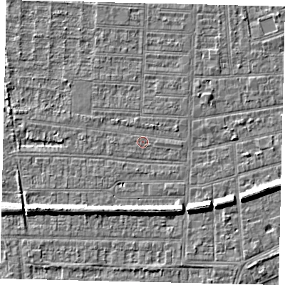 Shaded relief map of the ground around HU52AJ, computed from Environment Agency LiDAR. The ground here sits at about 2 m above sea level and falls 7 m across the surrounding 800 m. Surface water reaching this point runs off ground lying to the north-west, 0.9 m higher.