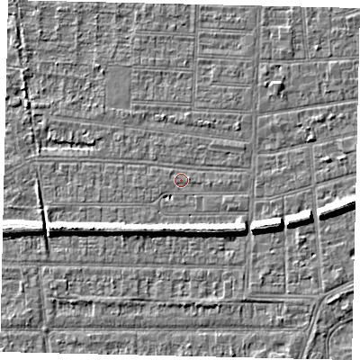 Shaded relief map of the ground around HU52AP, computed from Environment Agency LiDAR. The ground here sits at about 2 m above sea level and falls 7 m across the surrounding 800 m. Surface water reaching this point runs off ground lying to the west, 0.7 m higher.