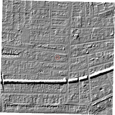 Shaded relief map of the ground around HU52BB, computed from Environment Agency LiDAR. The ground here sits at about 2 m above sea level and falls 7 m across the surrounding 800 m. Surface water reaching this point runs off ground lying to the north-east, 0.6 m higher.