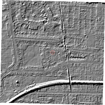 Shaded relief map of the ground around HU52BS, computed from Environment Agency LiDAR. The ground here sits at about 2 m above sea level and falls 6 m across the surrounding 800 m. Surface water reaching this point runs off ground lying to the south-south-west, 0.9 m higher.
