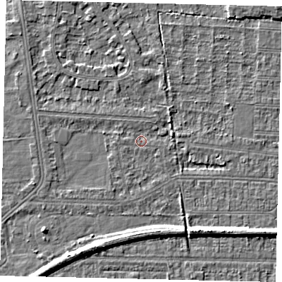Shaded relief map of the ground around HU52BT, computed from Environment Agency LiDAR. The ground here sits at about 2 m above sea level and falls 5 m across the surrounding 800 m. Surface water reaching this point runs off ground lying to the east-south-east, 1.8 m higher.