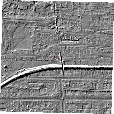 Shaded relief map of the ground around HU52BW, computed from Environment Agency LiDAR. The ground here sits at about 2 m above sea level and falls 6 m across the surrounding 800 m. Surface water reaching this point runs off ground lying to the west-south-west, 4.7 m higher.
