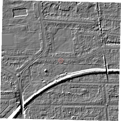 Shaded relief map of the ground around HU52BX, computed from Environment Agency LiDAR. The ground here sits at about 2 m above sea level and falls 8 m across the surrounding 800 m. Surface water reaching this point runs off ground lying to the south, 4.6 m higher.
