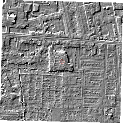 Shaded relief map of the ground around HU52DB, computed from Environment Agency LiDAR. The ground here sits at about 3 m above sea level and falls 5 m across the surrounding 800 m. Surface water reaching this point runs off ground lying to the north-east, 0.9 m higher.