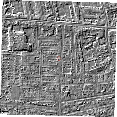 Shaded relief map of the ground around HU52EN, computed from Environment Agency LiDAR. The ground here sits at about 2 m above sea level and falls 3 m across the surrounding 800 m. Surface water reaching this point runs off ground lying to the north-east, 2.4 m higher.