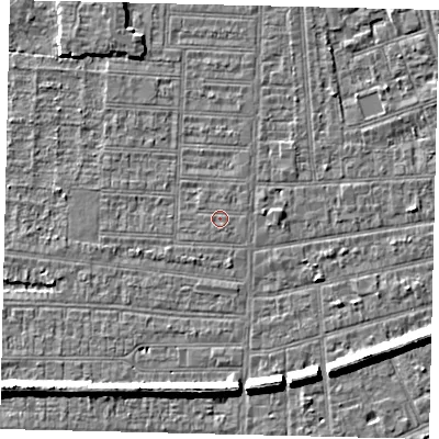 Shaded relief map of the ground around HU52ET, computed from Environment Agency LiDAR. The ground here sits at about 2 m above sea level and falls 7 m across the surrounding 800 m. The ground contributing surface water to this point lies to the north-north-east.