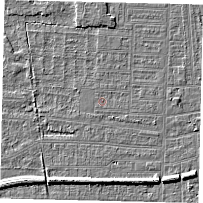 Shaded relief map of the ground around HU52EZ, computed from Environment Agency LiDAR. The ground here sits at about 2 m above sea level and falls 7 m across the surrounding 800 m. Surface water reaching this point runs off ground lying to the south-south-west, 0.7 m higher.