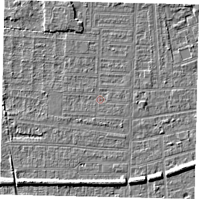 Shaded relief map of the ground around HU52HD, computed from Environment Agency LiDAR. The ground here sits at about 2 m above sea level and falls 7 m across the surrounding 800 m. Surface water reaching this point runs off ground lying to the south-south-west, 0.8 m higher.