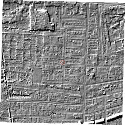 Shaded relief map of the ground around HU52HX, computed from Environment Agency LiDAR. The ground here sits at about 2 m above sea level and falls 7 m across the surrounding 800 m. Surface water reaching this point runs off ground lying to the south-west, 0.8 m higher.