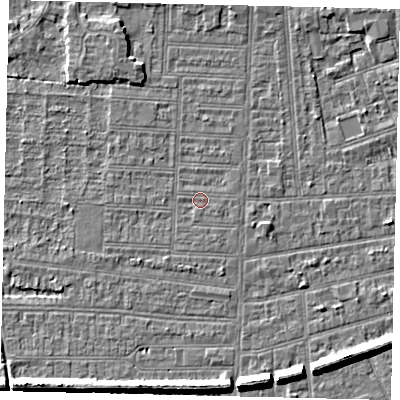 Shaded relief map of the ground around HU52HZ, computed from Environment Agency LiDAR. The ground here sits at about 2 m above sea level and falls 7 m across the surrounding 800 m. Surface water reaching this point runs off ground lying to the south-south-west, 0.8 m higher.