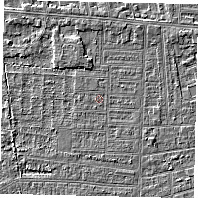 Shaded relief map of the ground around HU52JS, computed from Environment Agency LiDAR. The ground here sits at about 2 m above sea level and falls 3 m across the surrounding 800 m. Surface water reaching this point runs off ground lying to the south-south-west, 0.5 m higher.