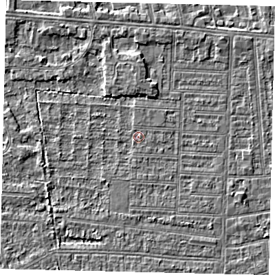 Shaded relief map of the ground around HU52JU, computed from Environment Agency LiDAR. The ground here sits at about 2 m above sea level and falls 3 m across the surrounding 800 m. Surface water reaching this point runs off ground lying to the east-south-east, 0.6 m higher.