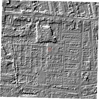 Shaded relief map of the ground around HU52JY, computed from Environment Agency LiDAR. The ground here sits at about 2 m above sea level and falls 5 m across the surrounding 800 m. Surface water reaching this point runs off ground lying to the north-north-west, 0.6 m higher.