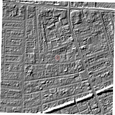 Shaded relief map of the ground around HU52PB, computed from Environment Agency LiDAR. The ground here sits at about 2 m above sea level and falls 6 m across the surrounding 800 m. Surface water reaching this point runs off ground lying to the west-north-west, 0.8 m higher.
