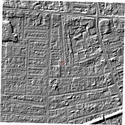 Shaded relief map of the ground around HU52PH, computed from Environment Agency LiDAR. The ground here sits at about 2 m above sea level and falls 6 m across the surrounding 800 m. Surface water reaching this point runs off ground lying to the south-south-west, 0.5 m higher.