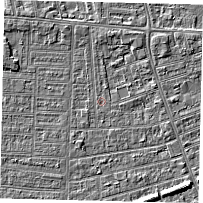 Shaded relief map of the ground around HU52PN, computed from Environment Agency LiDAR. The ground here sits at about 2 m above sea level and falls 6 m across the surrounding 800 m. Surface water reaching this point runs off ground lying to the south-west, 0.5 m higher.