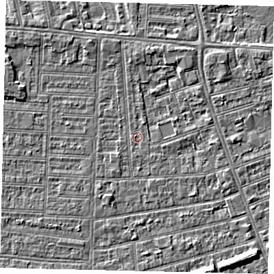 Shaded relief map of the ground around HU52PW, computed from Environment Agency LiDAR. The ground here sits at about 2 m above sea level and falls 6 m across the surrounding 800 m. Surface water reaching this point runs off ground lying to the north, 1.2 m higher.