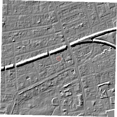 Shaded relief map of the ground around HU52PZ, computed from Environment Agency LiDAR. The ground here sits at about 2 m above sea level and falls 7 m across the surrounding 800 m. Surface water reaching this point runs off ground lying to the north-north-east, 6.0 m higher.