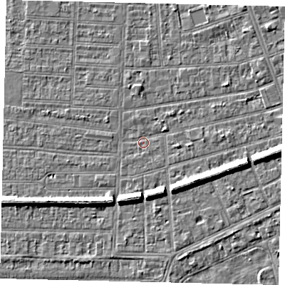 Shaded relief map of the ground around HU52SG, computed from Environment Agency LiDAR. The ground here sits at about 2 m above sea level and falls 7 m across the surrounding 800 m. Surface water reaching this point runs off ground lying to the south-east, 6.4 m higher.