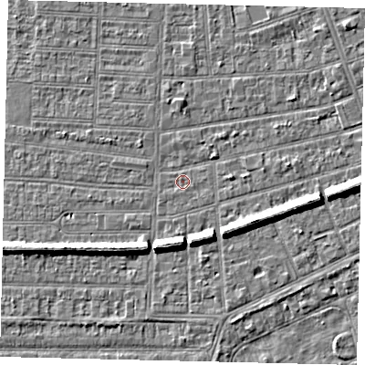 Shaded relief map of the ground around HU52SQ, computed from Environment Agency LiDAR. The ground here sits at about 2 m above sea level and falls 6 m across the surrounding 800 m. Surface water reaching this point runs off ground lying to the east, 1.6 m higher.
