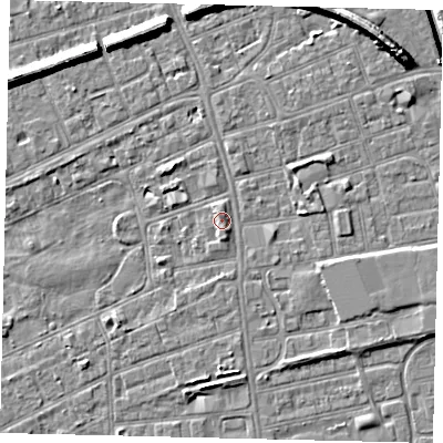 Shaded relief map of the ground around HU52ST, computed from Environment Agency LiDAR. The ground here sits at about 3 m above sea level and falls 9 m across the surrounding 800 m. Surface water reaching this point runs off ground lying to the south-south-east, 1.4 m higher.