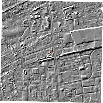 Shaded relief map of the ground around HU52TX, computed from Environment Agency LiDAR. The ground here sits at about 3 m above sea level and falls 5 m across the surrounding 800 m. Surface water reaching this point runs off ground lying to the south-south-west, 1.1 m higher.