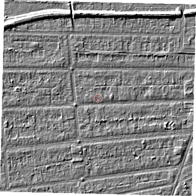Shaded relief map of the ground around HU53ET, computed from Environment Agency LiDAR. The ground here sits at about 2 m above sea level and falls 6 m across the surrounding 800 m. Surface water reaching this point runs off ground lying to the west, 0.5 m higher.