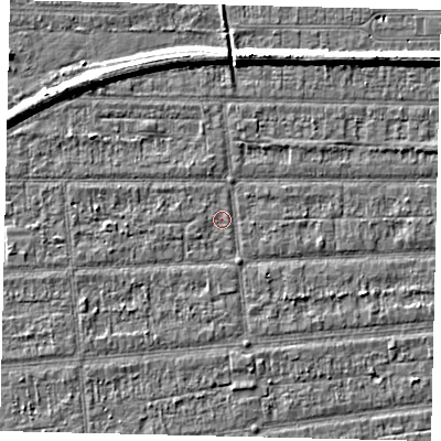Shaded relief map of the ground around HU53HA, computed from Environment Agency LiDAR. The ground here sits at about 2 m above sea level and falls 6 m across the surrounding 800 m. Surface water reaching this point runs off ground lying to the south-south-west, 1.1 m higher.