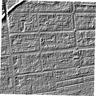 Shaded relief map of the ground around HU53HZ, computed from Environment Agency LiDAR. The ground here sits at about 2 m above sea level and falls 8 m across the surrounding 800 m. Surface water reaching this point runs off ground lying to the south-south-east, 0.7 m higher.
