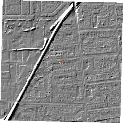 Shaded relief map of the ground around HU53JE, computed from Environment Agency LiDAR. The ground here sits at about 2 m above sea level and falls 8 m across the surrounding 800 m. Surface water reaching this point runs off ground lying to the south-west, 0.9 m higher.
