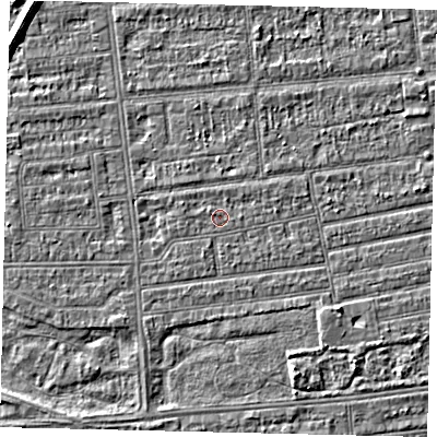 Shaded relief map of the ground around HU53PD, computed from Environment Agency LiDAR. The ground here sits at about 2 m above sea level and falls 5 m across the surrounding 800 m. Surface water reaching this point runs off ground lying to the west-north-west, 0.7 m higher.