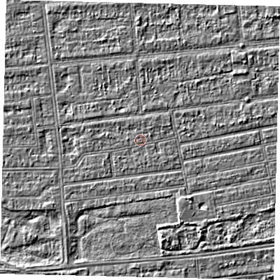 Shaded relief map of the ground around HU53PE, computed from Environment Agency LiDAR. The ground here sits at about 2 m above sea level and falls 3 m across the surrounding 800 m. Surface water reaching this point runs off ground lying to the north, 0.6 m higher.